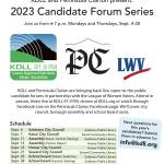 2023 Candidate forum flyer. (Ashlyn O'Hara/Peninsula Clarion)