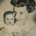 A smiling Rusty Lancashire holds her three-week-old daughter Martha for a 1943 portrait she hoped to send to her husband Larry, who was stationed overseas during World War II. (Photo courtesy of the Lancashire Family Collection)