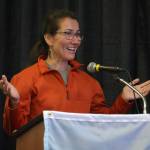 Rep. Mary Peltola delivers a keynote address at the Kenai River Sportfishing Associations Kenai Classic Roundtable at the Soldotna Regional Sports Complex in Soldotna, Alaska, on Wednesday, Aug. 23, 2023. (Jake Dye/Peninsula Clarion)