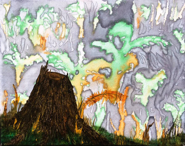 Spirits of the Fallen, a painting by Lorna Branzuela is one of numerous paintings and photographs in her solo exhibit at Fireweed Gallery on display through September in Homer, Alaska. Photo provided by Fireweed Gallery