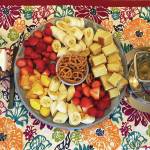 Vanilla pound cake, fruits and pretzels are prepped for a fondue celebration. (Photo by Tressa Dale/Peninsula Clarion)