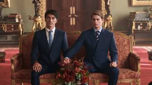 Taylor Zakhar Perez portrays Alex Claremont-Diaz and Nicholas Galitzine portrays Prince Henry in Red, White and Royal Blue. (Photo courtesy Amazon Studios)