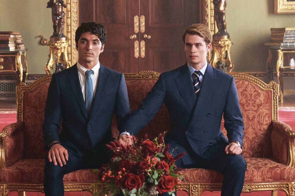 Taylor Zakhar Perez portrays Alex Claremont-Diaz and Nicholas Galitzine portrays Prince Henry in Red, White and Royal Blue. (Photo courtesy Amazon Studios)
