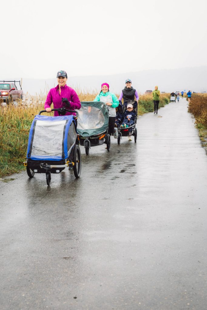 Strollers in the 5K Run for Recovery make their way to the finish line on Saturday, Sept. 16, 2023 on the Homer Spit in Homer, Alaska. Photo by Arctic Stills Photography