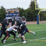 The Mariners score their second touchdown against the Houston Hawks, putting them in the lead with 8 points in the second quarter on Saturday, Sept. 16, 2023 in Homer, Alaska. (Delcenia Cosman/Homer News)