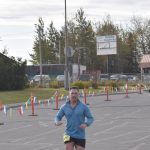 Rob Parrish of Kenai wins the mens half marathon at the Kenai River Marathon on Sunday, Sept. 24, 2023, in Kenai, Alaska. (Photo by Jeff Helminiak/Peninsula Clarion)