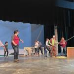 Emilie Springer/ Homer News
Mariners take in the topsail on Sunday before Pier Ones opening of Shakespeares The Tempest. The performance opens Friday, 7 p.m. at the Mariner Theater.