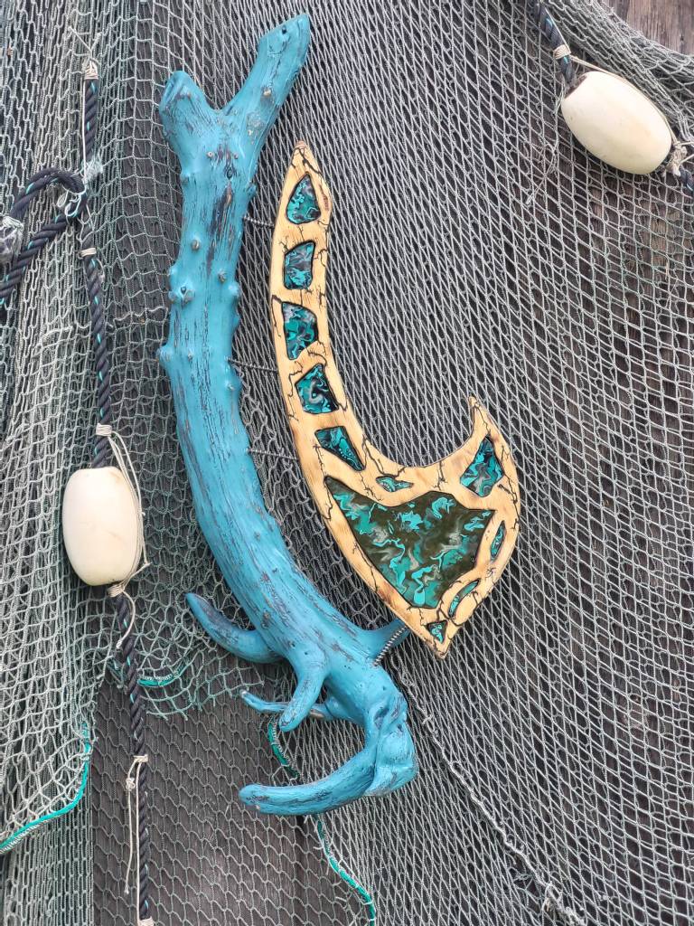 Alaska driftwood creations by Homer artist Titus Blair are on display at Fireweed Gallery through October. Photo provided