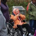 Ashlyn OHara/Peninsula Clarion
Mary Lou Bottorff, a survivor of Holy Cross Mission, speaks about her experiences during an Orange Shirt Day ceremony at Ggugguyni Tuh, Raven Place, outside the Denaina Wellness Center on Oct. 6 in Kenai. Orange Shirt Day honors indigenous elders who survived and children lost from boarding schools established to detribalize indigenous people.