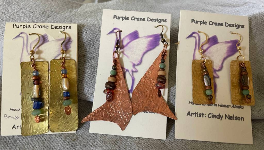 Metalwork jewelry by Cindy Nelson is featured during a First Friday pop up and available year-round at Ptarmigan Arts. Photo provided by Ptarmigan Arts