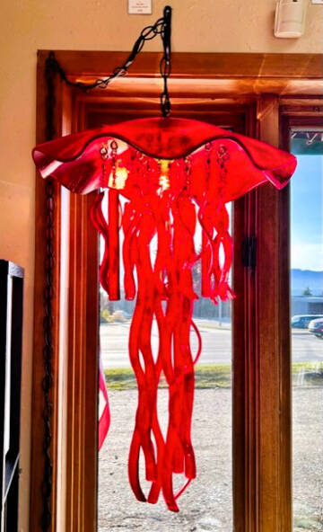 Jelly Fish Lamp by Bryan and Shannon Olds of K-Beach Studios is one piece in their exhibit at the Art Shop Gallery through November. Photo provided by Art Shop Gallery