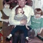 Photo from Ball Family memorial slideshow, 2022
This photo from the early 1960s shows Jackson Ball enjoying the Christmas holidays with his eldest three daughters. His fourth and youngest daughter was born less than a year and a half before Balls death in 1968.