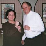 Photo courtesy of James Littlefield
Jackson Balls eldest daughter, Margaret, met with East Lyme High School anthropology teacher James Littlefield in 2010, about a year after Littlefield published an account of the discovery of a sweetheart bracelet (shown here on Balls right wrist) with ties to her father.