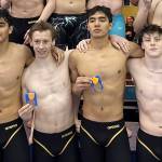 Sewards Nickolas Ambrosiani, Oliver Trobaugh, Bengimin Ambrosiani and Iver Gates got fourth in the 400-yard freestyle relay at the state swimming and diving meet Saturday, Nov. 4, 2023, in Juneau, Alaska. (Photo provided)