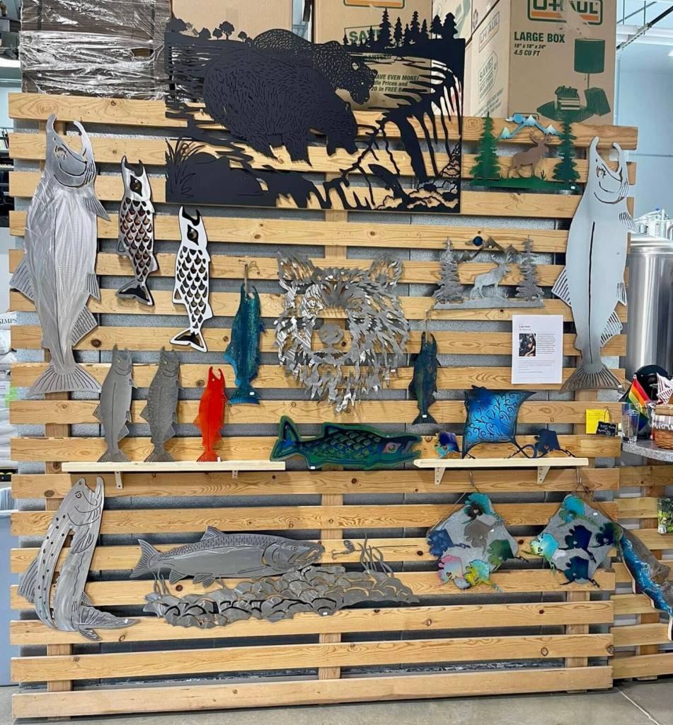 Work by metal artist Ellie DelliGatti on exhibit at Grace Ridge Brewing in May 2023. Photo provided by Ellie DelliGatti