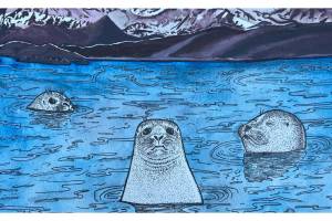 "Sealscape," a gouache and archival ink piece by Renee Veldman, is on display in Homer Council on the Arts' "Fun with 5x7" exhibit through December. Photo provided by Renee Veldman