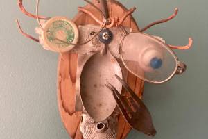 "Specific Gravity, a multimedia work by Michael Armstrong is on display in Homer Council on the Arts' "Fun with 5x7" show in November and December 2023. Photo by Michael Armstrong