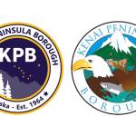 A design of the proposed new Kenai Peninsula Borough logo, left, and the current borough logo. (Logos via Kenai Peninsula Borough)
