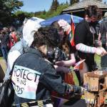 Delcenia Cosman/Homer News
Attendees of the Homer Pride and Juneteenth Liberation Celebration browse for handcrafted merch by Kachemak Bay Crafters at WKFL Park on Saturday, June 17.<ins>, 2023 in Homer, Alaska</ins>