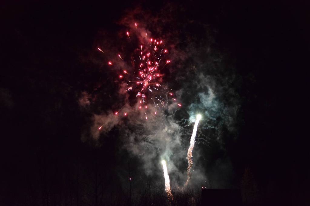 New Years Eve fireworks shoot off during the New Years Eve fireworks show hosted by VFW Post 10221 and Greatland Worship Center on Sunday, Dec. 31, 2023 in Anchor Point, Alaska. (Delcenia Cosman/Homer News)