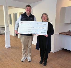 Photo provided by Kachemak Bay Family Planning Clinic
First National Vice President and Homer Branch Manager Erik Niebuhr, and Claudia Haines, KBFPC CEO.