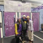 Photo by Emilie Springer
Melissa, John and McKenna Carlin at the January 11 John Carlin Cup game in support of Johns battle with pancreatic cancer at the Kevin Bell Arena on the Homer Spit.