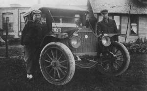 Photo courtesy of the Keeler Family Collection
Brothers James (left) and Lawrence Keeler with their Kissel car, circa 1910s. Both brothers enlisted in the U.S. Army to fight in World War I. James was killed in battle.