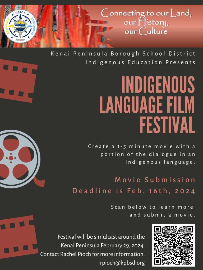 Poster for 2nd Annual Indigenous Language Film Festival. (Provided by Kenai Peninsula Borough School Districts Indigenous Education Progam)