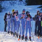 Homer Middle School boys at the starting line up at the Ohlson Mountain ski trails in Homer on Thursday Jan. 18.  Photo provided by Christopher Kincaid.