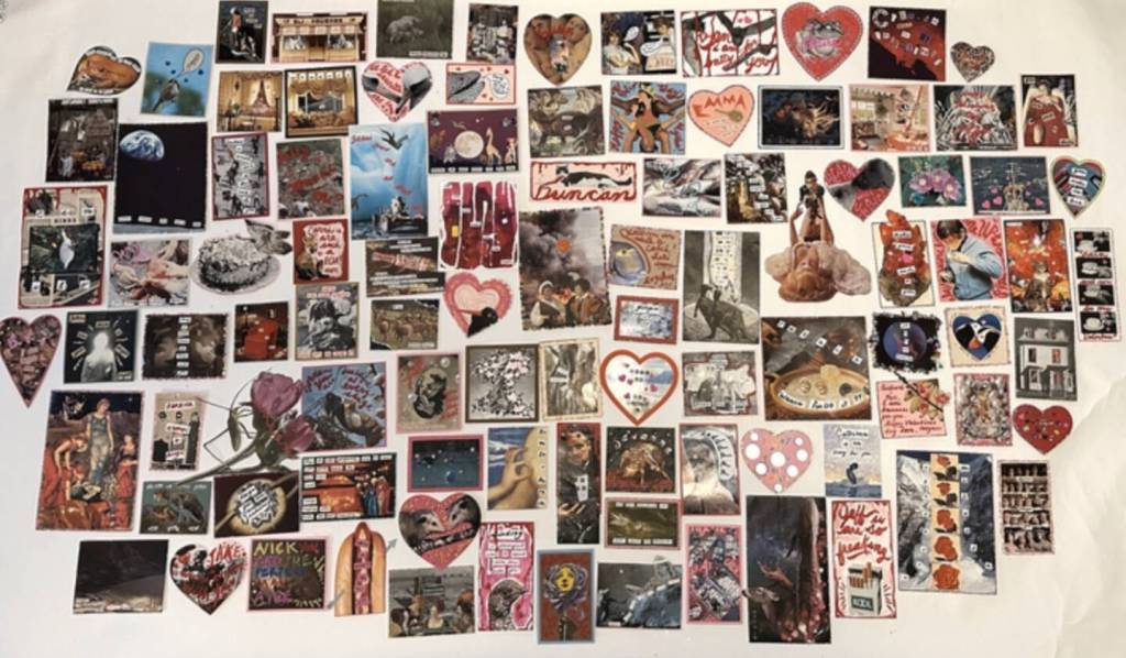 Valentines, a mixed media piece by Megan DeCino is on display at Bunnell Street Arts Center through February. Photo provided by Bunnell Street Arts Center