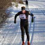 Homers Jody Goodrich nears the finish of the Kardinal Klassic on Friday, Jan. 26, 2024, at Tsalteshi Trails just outside of Soldotna, Alaska. (Photo by Jeff Helminiak/Peninsula Clarion)