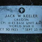 Ray Sandstrom photo courtesy of the KPC historical photo archive
Jack Keelers grave marker in Oregon notes his death in 1953, when he succumbed to a logging accident.