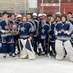 The Soldotna hockey team finished second at the Division II state hockey tournament Saturday, Feb. 3, 2024, at the Soldotna Regional Sports Complex in Soldotna, Alaska. (Photo by Jeff Helminiak/Peninsula Clarion)
