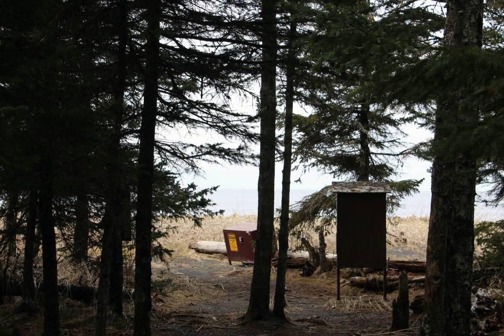 Signage marks a trailhead in Kachemak Bay State Park on Saturday, May 6, 2023, near Homer, Alaska. (Ashlyn OHara/Peninsula Clarion)
