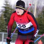Kenai Centrals Logan Cartwright rounds a bend during the Region III Boys 7.5K Classic Race at Tsalteshi Trails near Soldotna, Alaska, on Saturday, Feb. 10, 2024. (Jake Dye/Peninsula Clarion)