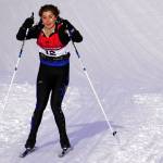 Homers Daisy Walker moves into the finish chute during the Region III Girls 7.5K Classic Race at Tsalteshi Trails near Soldotna, Alaska, on Saturday, Feb. 10, 2024. (Jake Dye/Peninsula Clarion)