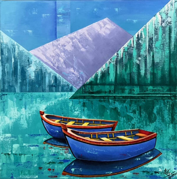 By My Side is an 2023 acrylic painting by J. Piotreck Pawlikowski. Photo provided by J. Piotreck Pawlikowski