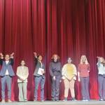 Members of Homer High Schools DDF team thank the audience after their performance on February 9, 2024 at the Mariner Theater in Homer, Alaska.  Photo provided by Marjorie Dunn.