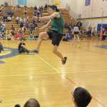 Photo by Emilie Springer/Homer News
Homer freshman Tristyn Larrick competes in the one foot high kick on Saturday, Feb. 17 during the Kachemak Bay Winter Games at Homer High School.