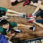 Homer Halibut athletes Axel Johnson, Ryder Chase and Asher Stephens at the Alaska Junior Native Youth Olympics in Anchorage on Feb. 24. Photo provided by Megan Gordan