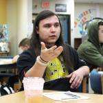 Nick Lopez addresses students during Luke Hermans government class at Soldotna High School on Thursday, Feb. 8, 2024 in Soldotna, Alaska. (Ashlyn OHara/Peninsula Clarion)