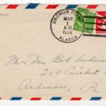 The Anchor Point Post Office stamped Ruth Kyllonens letter to her chlldren in commemoration of the post offices opening on March 1, 1949 in Anchor Point, Alaska. Photo provided by Laurinda Phillips