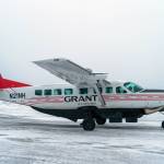 Grant Aviations new Cessna 208B EX Grand Caravan idles on the runway moments after arriving at the Kenai Municipal Airport in Kenai, Alaska, on Monday, March 4, 2024. (Jake Dye/Peninsula Clarion)