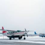 Grant Aviations new Cessna 208B EX Grand Caravan idles on the runway moments after arriving at the Kenai Municipal Airport in Kenai, Alaska, on Monday, March 4, 2024. (Jake Dye/Peninsula Clarion)