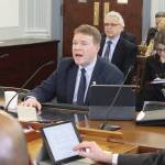 Mark Sabbatini/Juneau Empire
Alaska Department of Transportation and Public Facilities Commissioner Ryan Anderson answers questions from state senators during a Senate Finance Committee hearing on Wednesday in Juneau.
