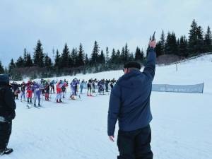 Deland Anderson starts the 2023 Kachemak Nordic Ski Club Marathon at Homers Lookout Trails. Photo provided by Megan Corazza