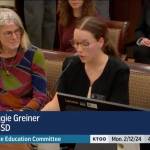 Nikiski Middle/High School student Maggie Grenier testifies in favor of a base student allocation increase before the Alaska Senate Education Committee on Monday, Feb. 12, 2024, in Juneau, Alaska. (Screenshot)