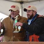 Bruce Graham (left) and Luke Graham (right) won second and third place, respectively, in the 30th annual Homer Winter King Salmon Tournament on Saturday, March 23, 2024 at the Deep Water Dock on the Spit in Homer, Alaska. (Delcenia Cosman/Homer News)