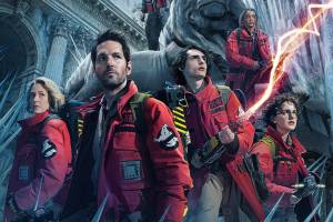 Carrie Coon, Paul Rudd, Finn Wolfhard, Mckenna Grace and Celeste OConnor appear in Ghostbusters: Frozen Empire. (Promotional photo courtesy Sony Pictures)