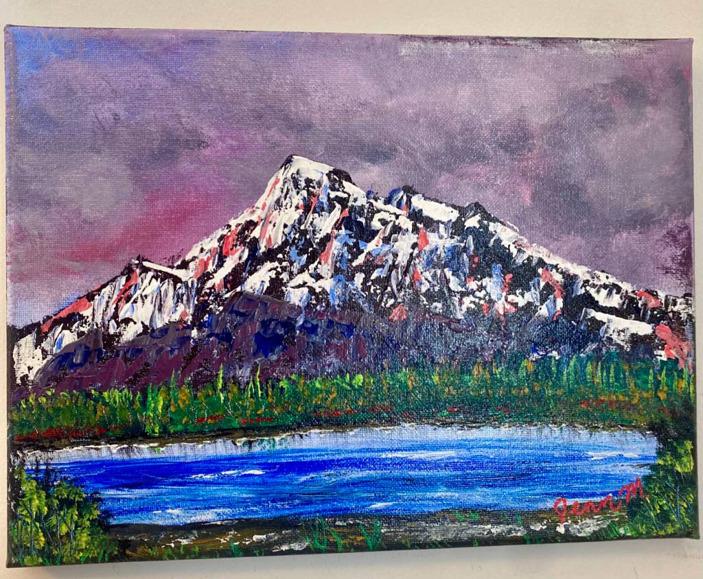 Denali Summer Sunset 2 by Jennifer McCombs is on display in her solo exhibit at Grace Ridge Brewing through April. Photo provided by Grae Ridge Brewing